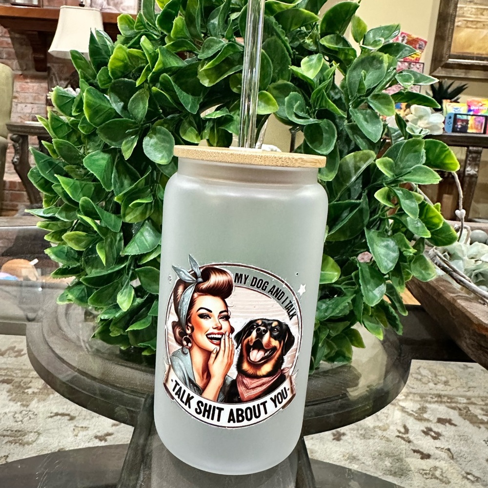 Retro Style Frosted Glass Jar with Bamboo Lid